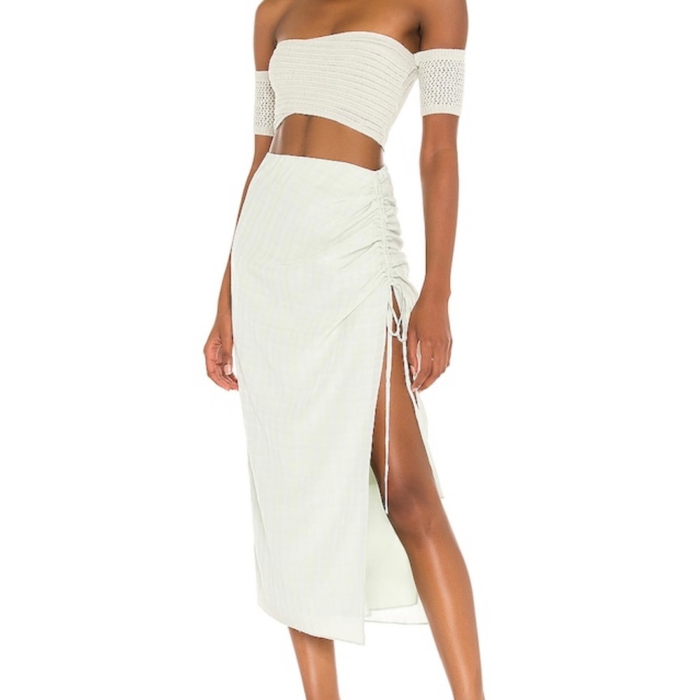 Camila coelho Eden midi skirt in sage - brand new